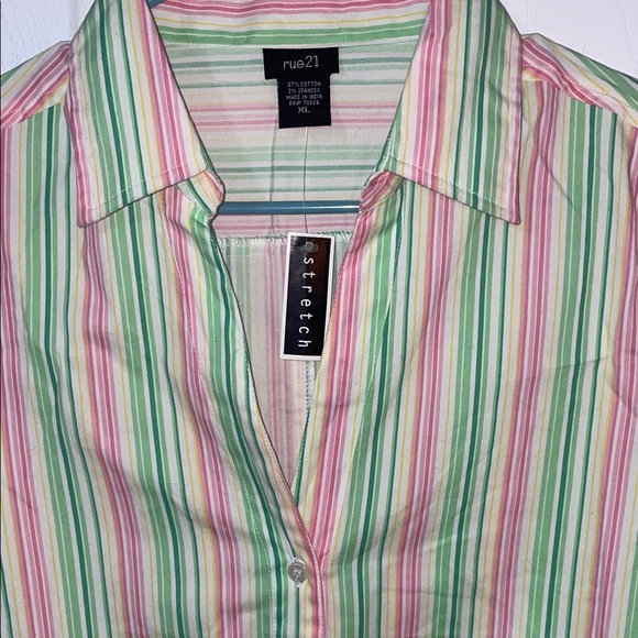 Rue21 Striped Button Down Shirt Y2K - Picture 3 of 16